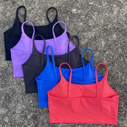 Sexy Backless Sports Bra Gym Top Thin Strap Yoga Vest Women High Support Fitness Bralette Push Up Running Tight Padded Underwear