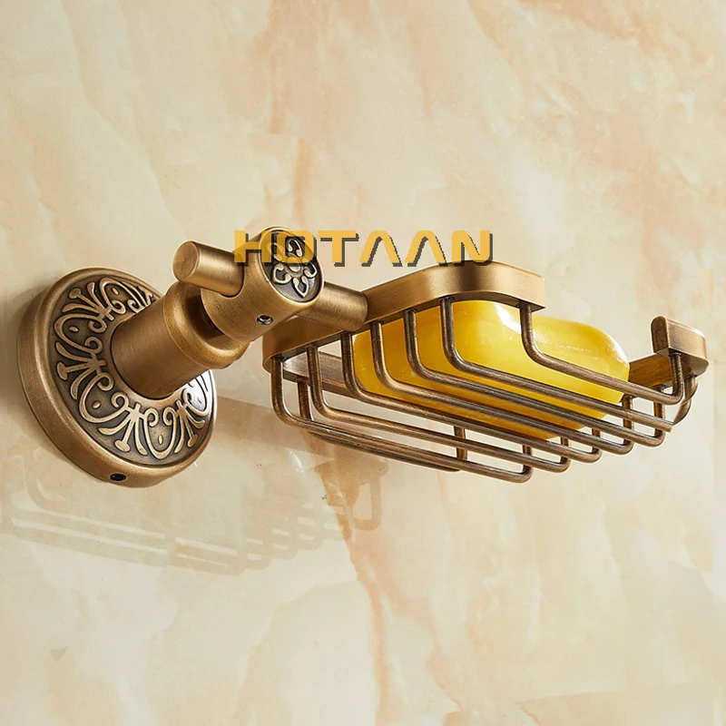 Solid Aluminium Wall Mounted Antique Brass Color Bathroom Soap Basket New Bath Soap Dish Holders Bathroom Products YT-14290