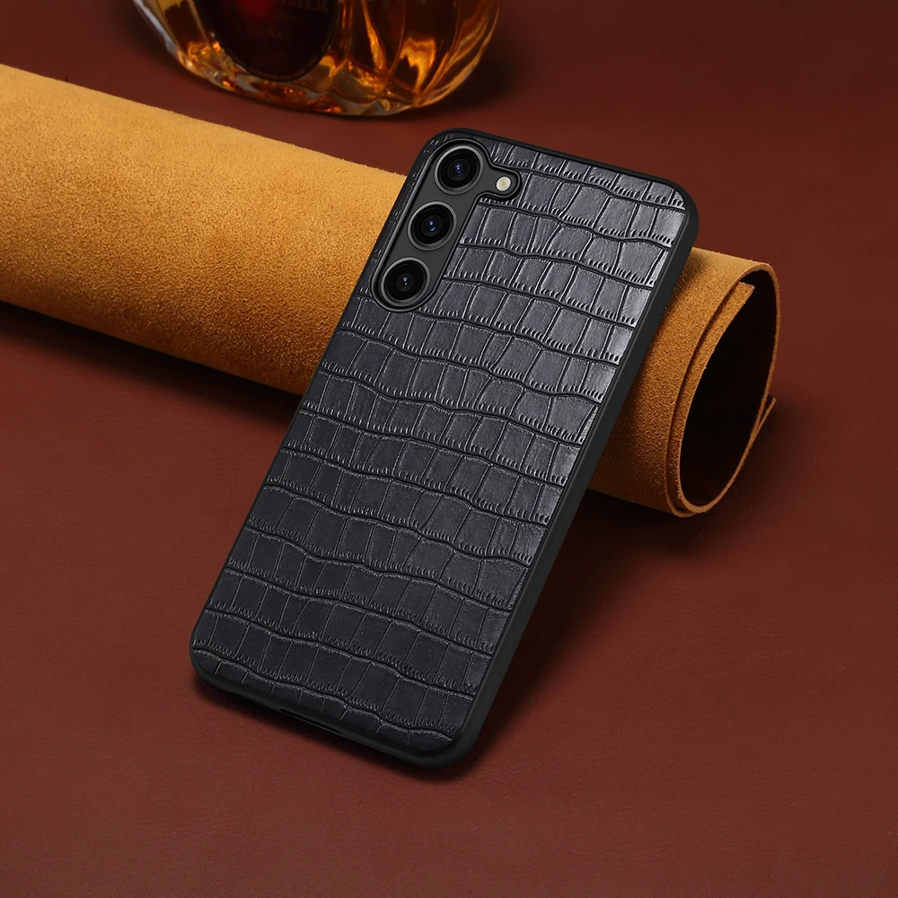 for Samsung Galaxy A55 A35 A34 A25 A15 A14 A05S A52 Phone Case 3D Plain Color Crocodile Leather Cover Soft Shell Antifall Fundas