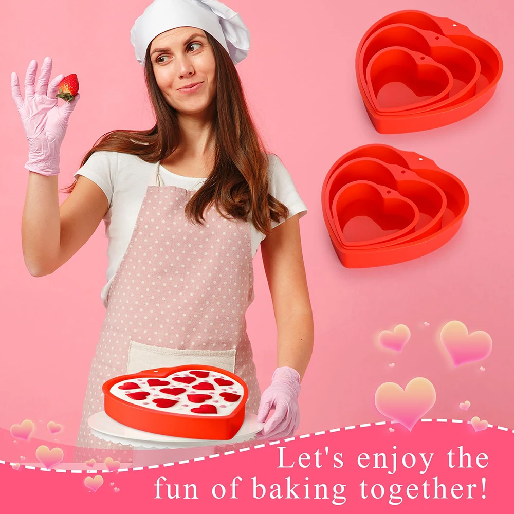 4/6/8 pollici teglie per torte a forma di cuore di san valentino stampi per dolci in Silicone riutilizzabili antiaderenti strumenti per la