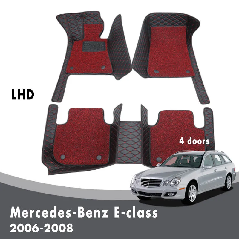 Car Floor Mats For Mercedes-Benz E-class W211 4 doors 2008 2007 2006 Luxury Double Layer Wire Loop Carpets Auto Interior Custom