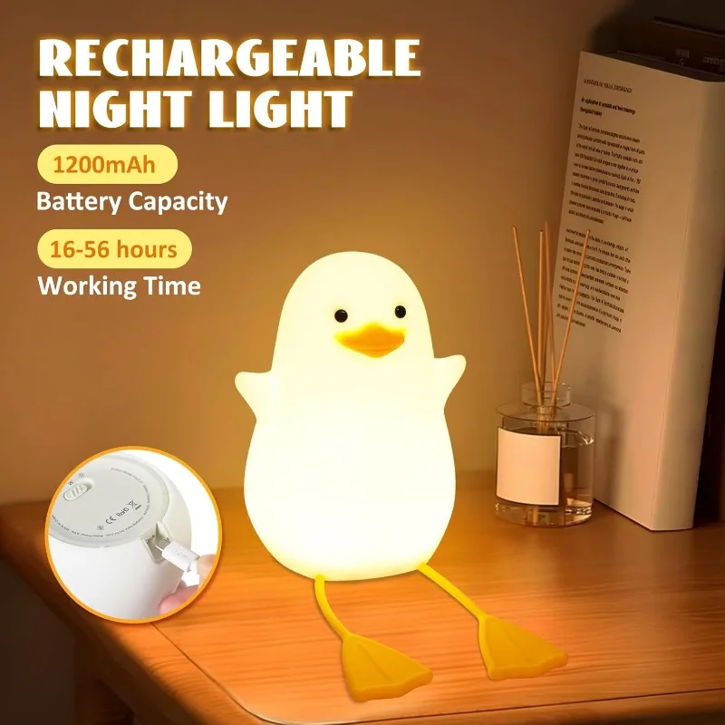 Bonito cabeceira pato ganso diversão luz noturna com dimmer e temporizador adequado para decoração do quarto presente de pato para meninas meninos