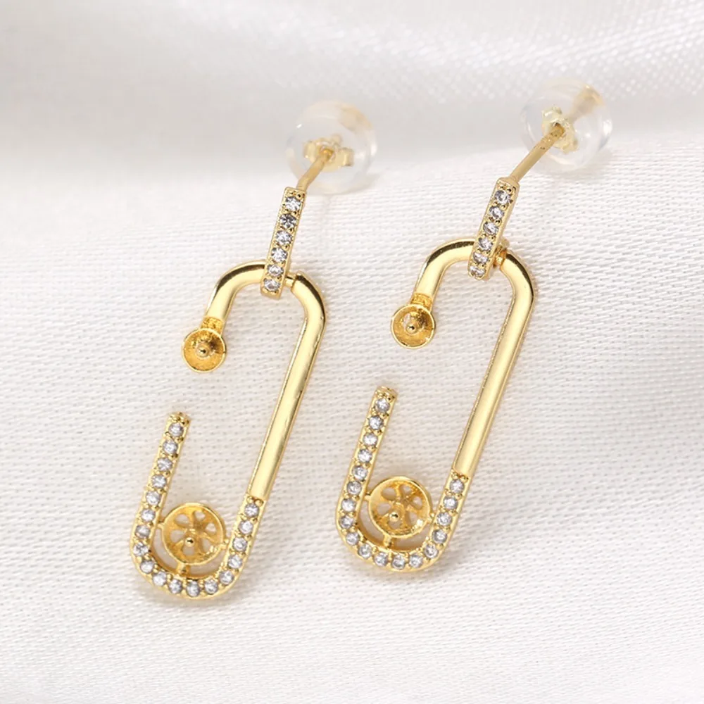 

6PCS S925 Sterling Silver Needle 18K Gold Wrapped Plated Brass Earring Settings Diy Jewelry Pearl Earrings Accessories