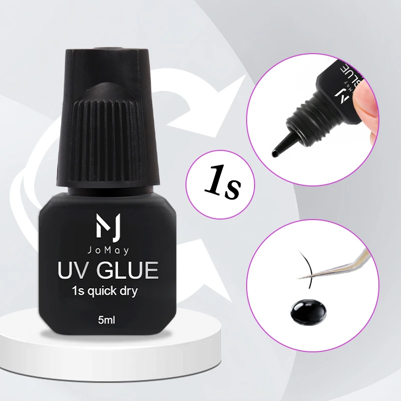 Colla UV nera per estensione ciglia professionale da 5 ml, tenuta extra forte, lunga durata, tempo di asciugatura rapida, adesivo premium, colla nera UV