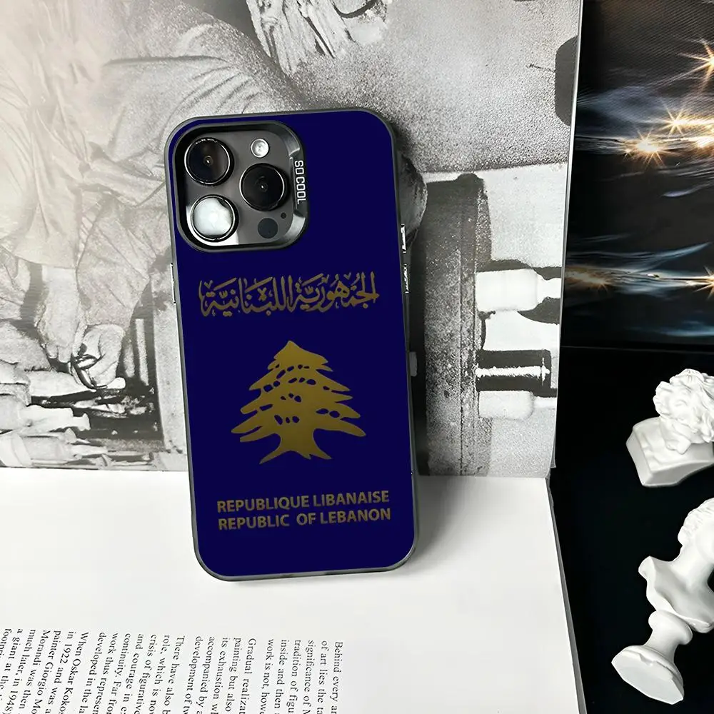 Lebanon Passport Phone Case Matte Colored Silver For iPhone 15 14 13 12 11 Pro Max Plus XS X Shockproof Hard Cover