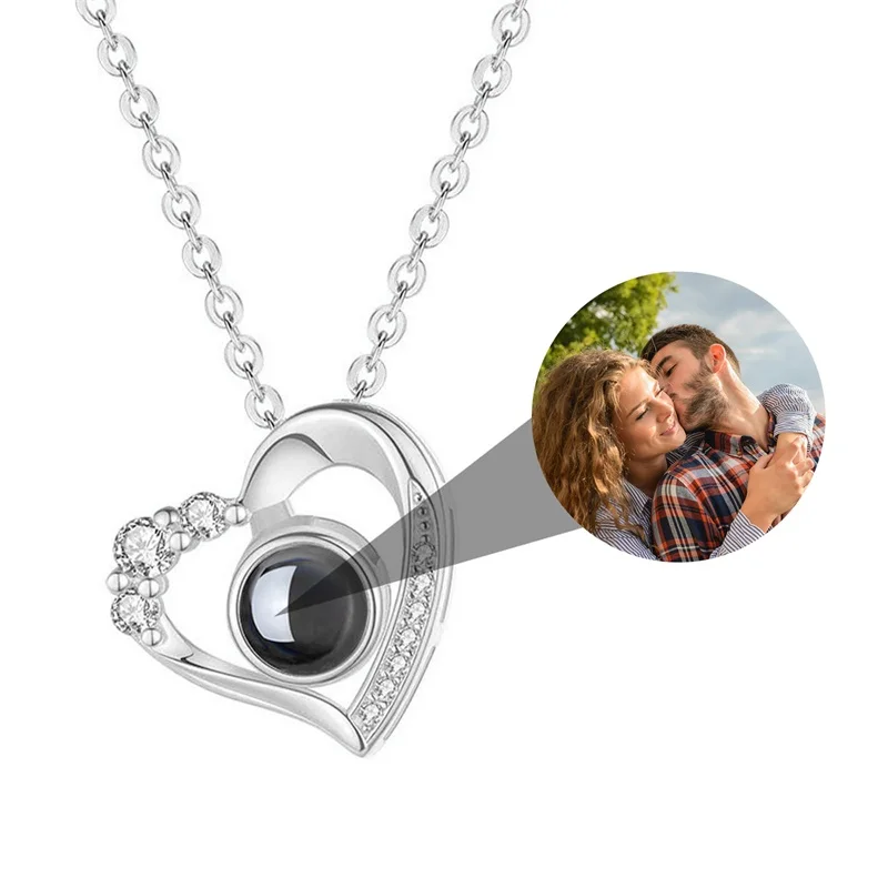 

Custom Projection Necklace Personalized Picture Heart Pendant Necklace Memorial Photo Jewelry Valentines Day Gifts for Her