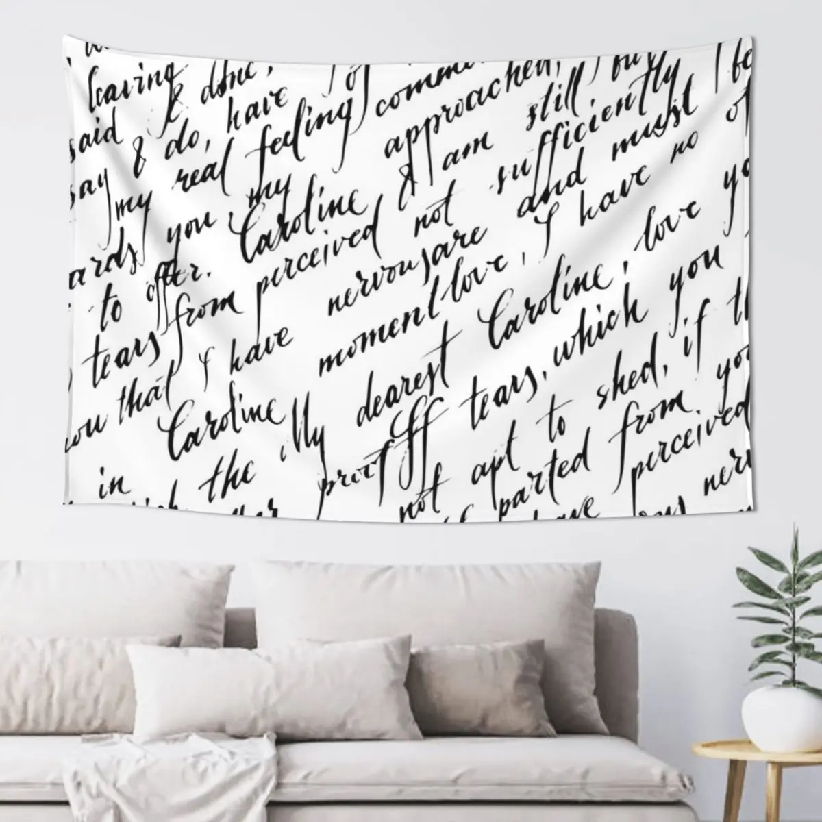 

Black and white print of letters of a love letter Tapestry Home Decorators Room Ornaments Room Decoration Korean Style Tapestry