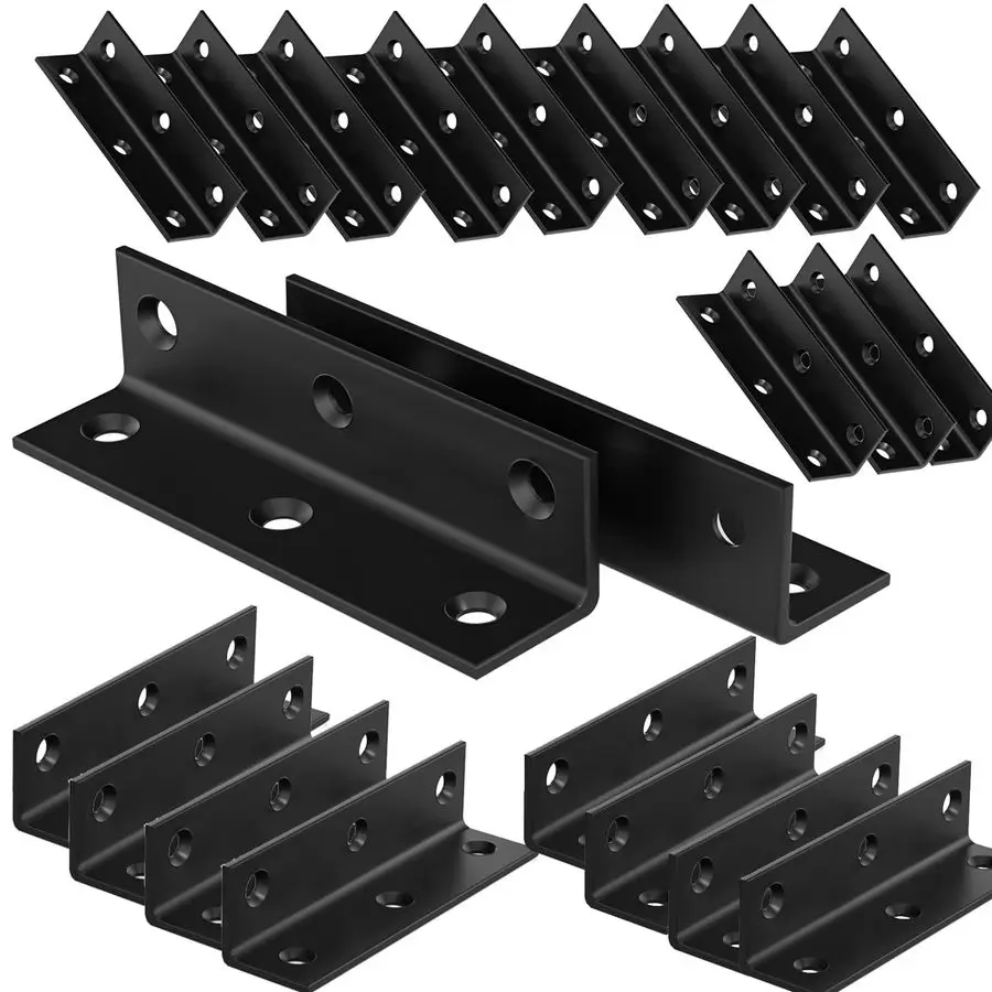 

Stainless Steel Angle Brackets, 3.15 x 0.78 Heavy Duty Corner Brace for Wood, 80MM 3Inch Black Shelf Bracket Metal Braces L Shap