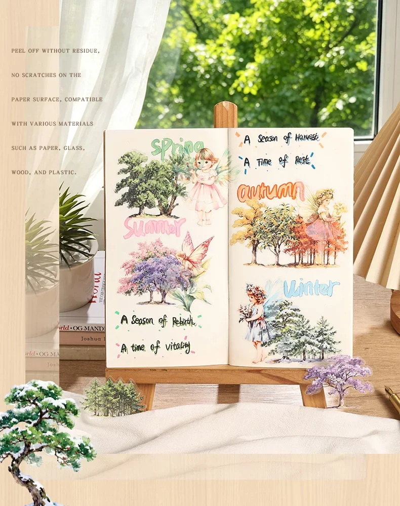 JIANWU Vintage Tree Landscape Material Collage Scrapbooking PET Sticker Creative DIY Journal Stationery