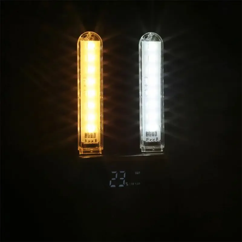 Mini LED Reading Light USB Plug Style 3/8 LEDs Night Light Warm/White Light 5V Portable Lamp for PC Laptop Mobile Power