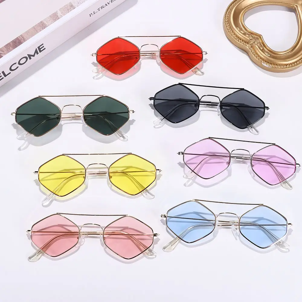 Vintage Street UV400 Protection Eyewear Irregular Polygonal Sunglasses Small Frame Female Shades Vintage Sunglasses