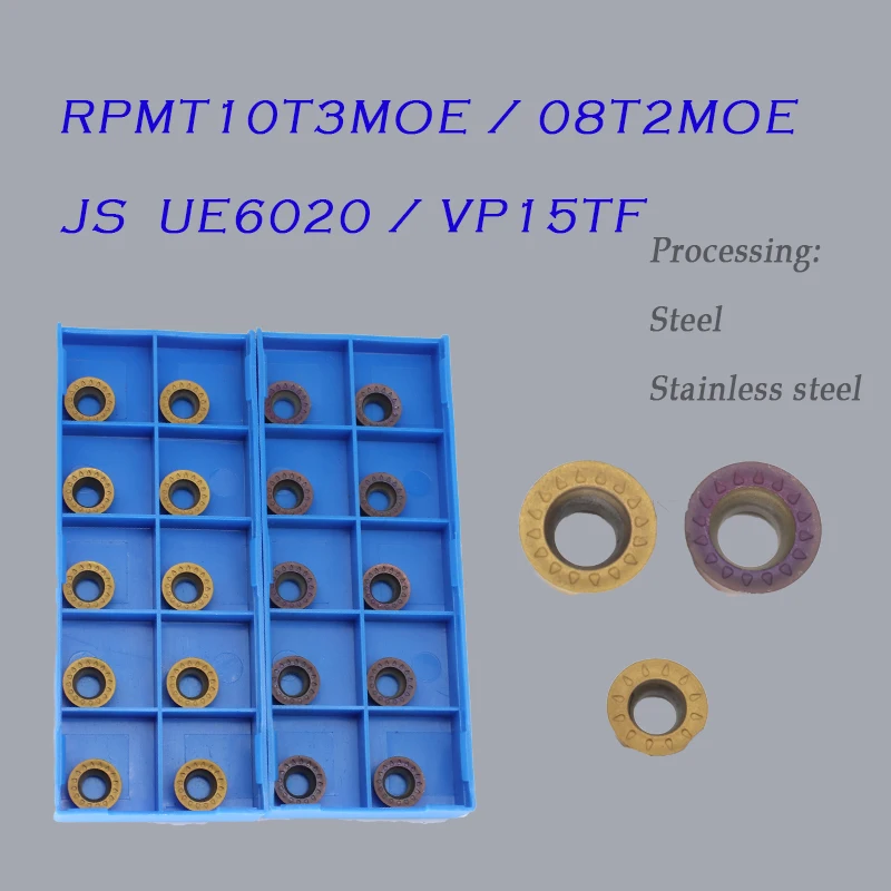 RPMT10T3MOE / RPMT08T2MOE Js UE6020 / VP15TF Carbide Inserts Frezen Mes Cnc Mechanische Draaibank Draaien Metalen Tool