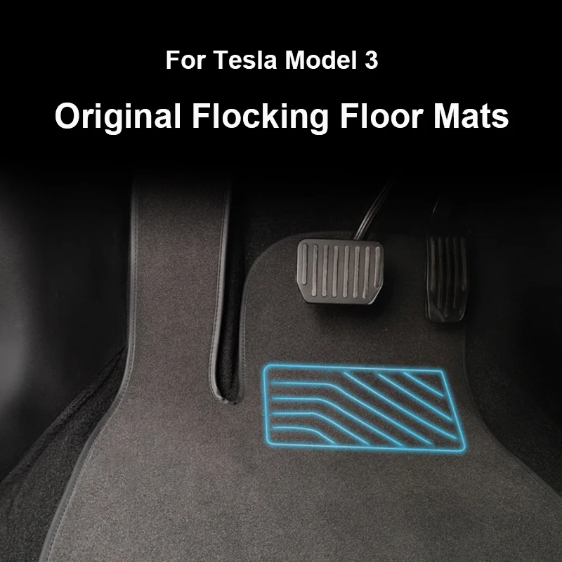 Floor Mats for Tesla Model 3 Left Rudder LHD Velvet Non-slip Wear-resistant Foot Pad Original Flocking Style Car Mat Accessories