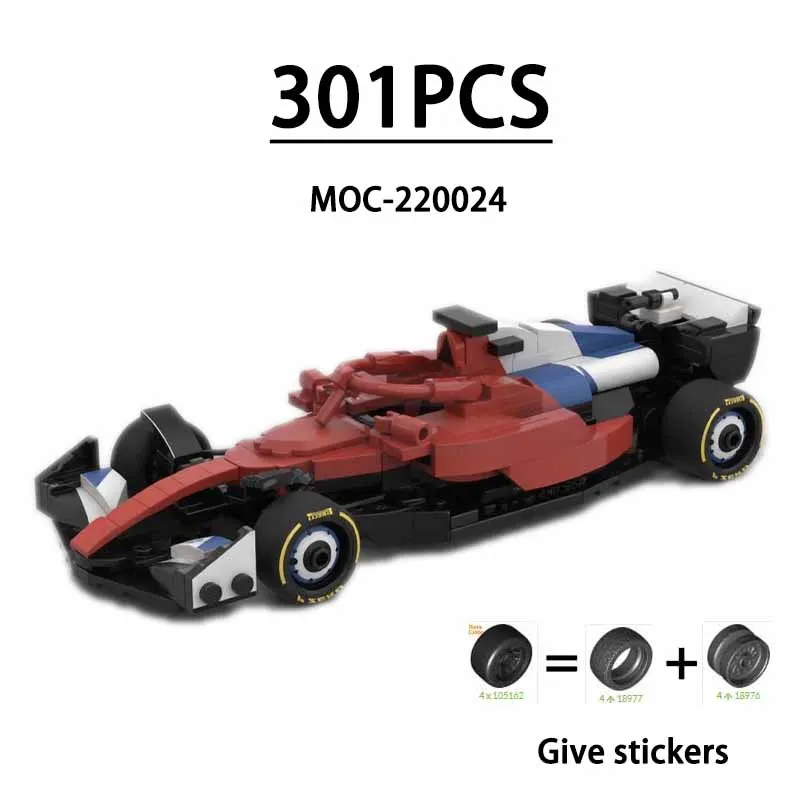 moc-220024-f1-csf-25-レーシングカーモデル、301ピース、ステッカー付き、子供の誕生日プレゼント、クリスマス組み立ておもちゃ
