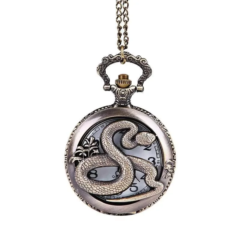 

Chinese Zodiac Hollow Perspective Series Horse Sheep Monkey Chicken Dog Pig Embossed Pattern Retro Pocket Watch Necklace