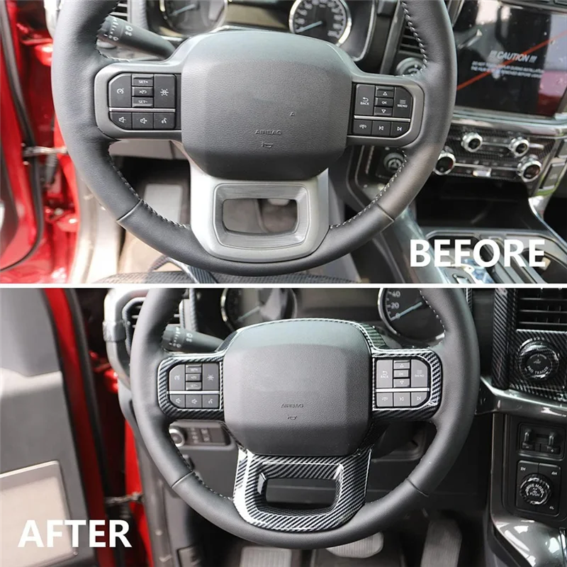 

Car Interior Modification Steering Wheel Carbon Fiber Pattern Patch For Ford F150 2021-2023 Steering Wheel Decorative-X67A