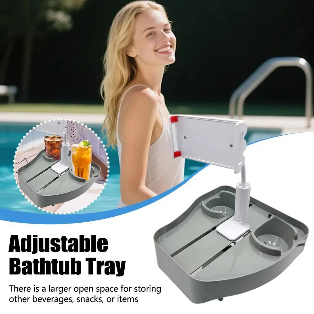 

Hot Tub Tables For Outside Adjustable Hot Tub Tray Table With 2 Cup Holders For Bathtub Outdoor Inflatable Pool Wall