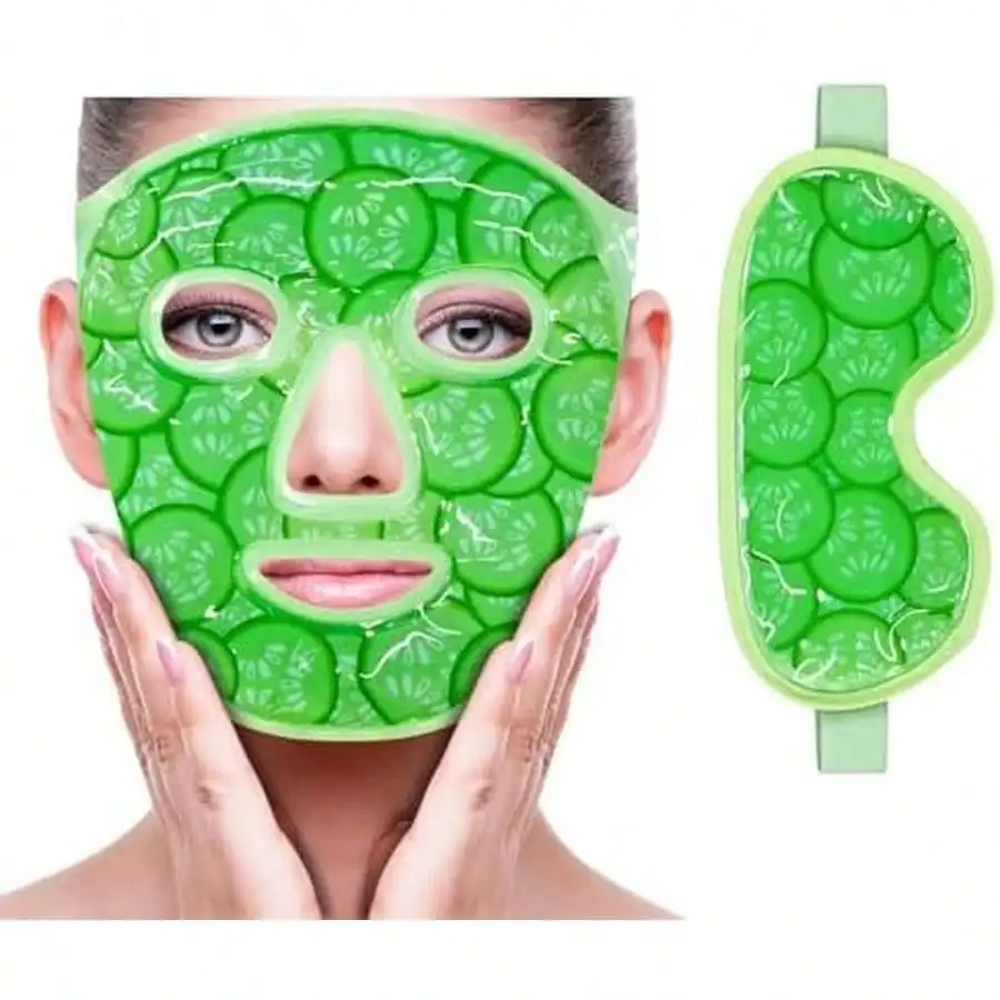 

ZNÖCUETÖD Cold Face Eye Mask Ice Pack Reduce Facial Puff, Dark Circles, Gel Beads Hot Heat Cold Compress Pack, Face SPA For Woman Sleeping, Pressure, Headaches, Skin Care, Post Laser Care[Blue],24454265