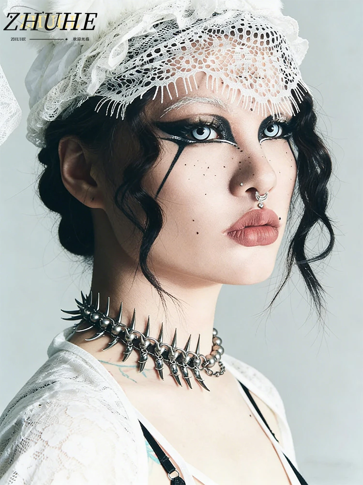 

Gothic Dark Copper Skull Thorn Necklace - Unisex Jewelry Accessories for Women and Men, Sharp Spiked Choker Design, Unique State