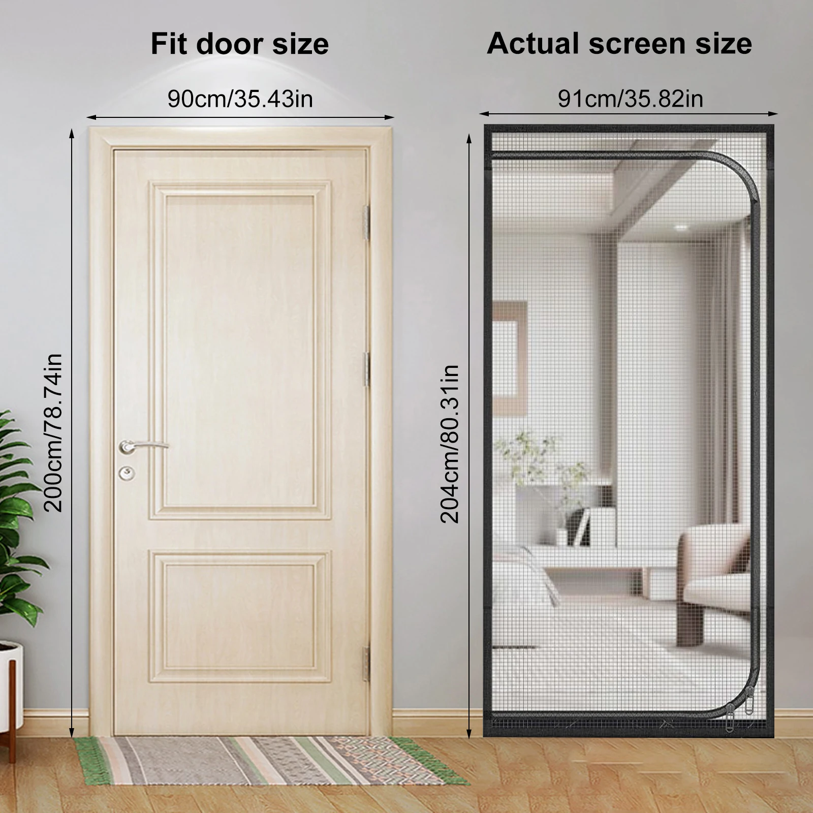 Screen Door, Heavy  Pet Screen Door, Prevent Dogs  From Running Around, Partition Mesh Door Screen, Double Zip