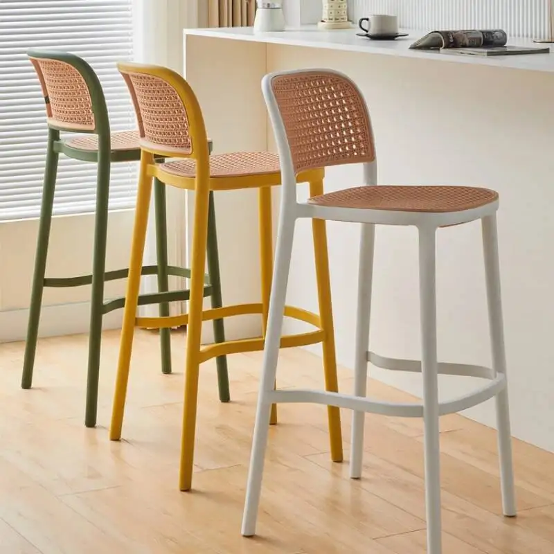 

Современные тканые барные стулья для завтрака, кухни, высокий стол, мастерская, барные стулья, дизайнерская стойка Cadeira Krzeslo, мебель для кафе JY50BY