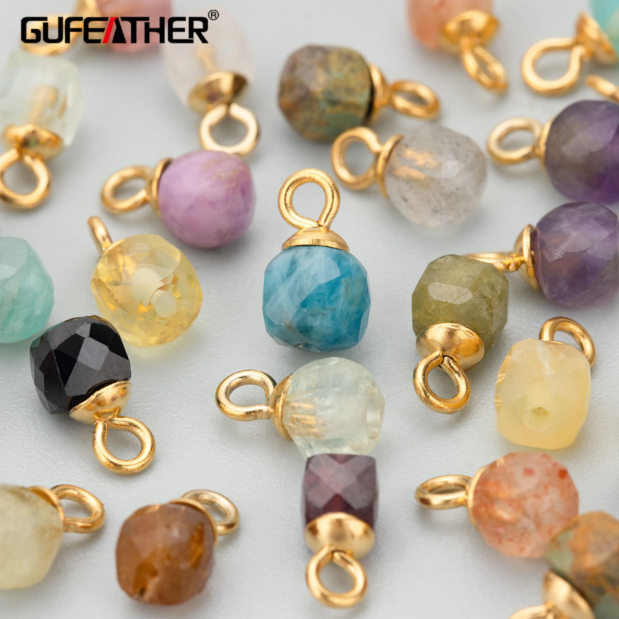 GUFEATHER, 10 sztuk/partia, ME13, akcesoria jubilerskie, stal nierdzewna, kamień naturalny, ręcznie robione, tworzenie biżuterii, wisiorki, wisiorki diy