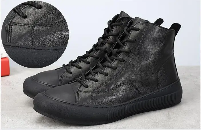 A169 New Fashion Boots Cow Real Leather Lace Up Men Footwear British Sports Boots Men's Leisure Working Ankle Boots Male Shoes image 6
