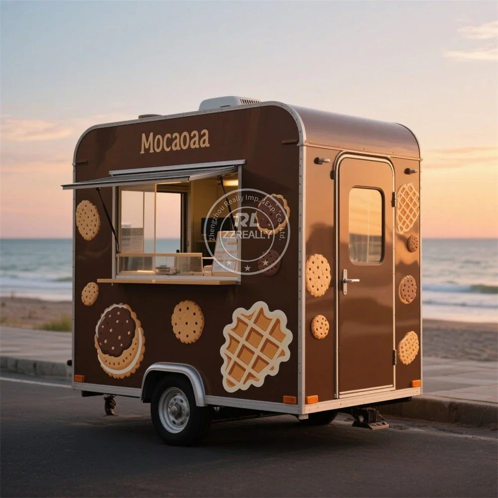 

Custom Food Trailer Ice Cream Cart Catering Truck Street Pizza Snack Cart Outdoor Food Truck With Full Kitchen Equipment