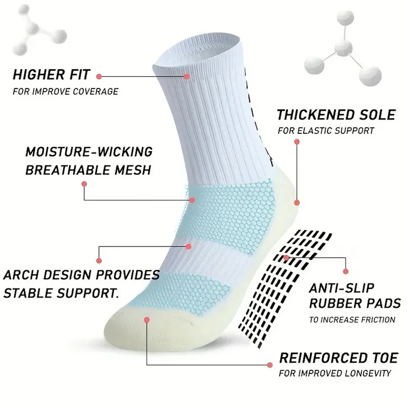 2 Paar rutschfeste Fußballsocken für Herren und Damen, Sportsocken, verdickt, atmungsaktiv, bequem, für Fußball, Basketball, Laufen, Grip-Socken – Detail 12