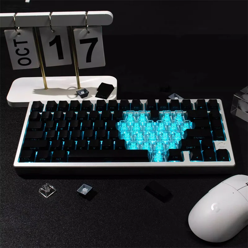 Clear PC Blank Keycap Love Theme 1U 1X Gamer Mechanical Keyboard Backlit RGB Custom 21 Keys Cherry Profile DIY PC Keycap