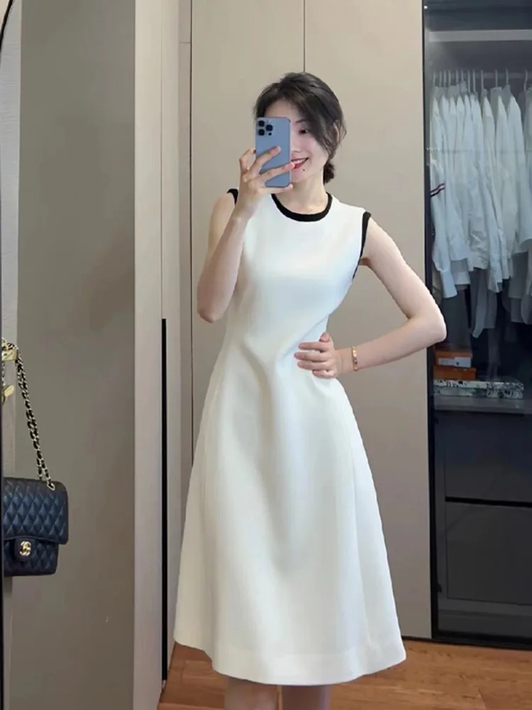 

Ретро-шик: белое круглое платье для женщин, модное, элегантное, высококачественное, летнее, новинка