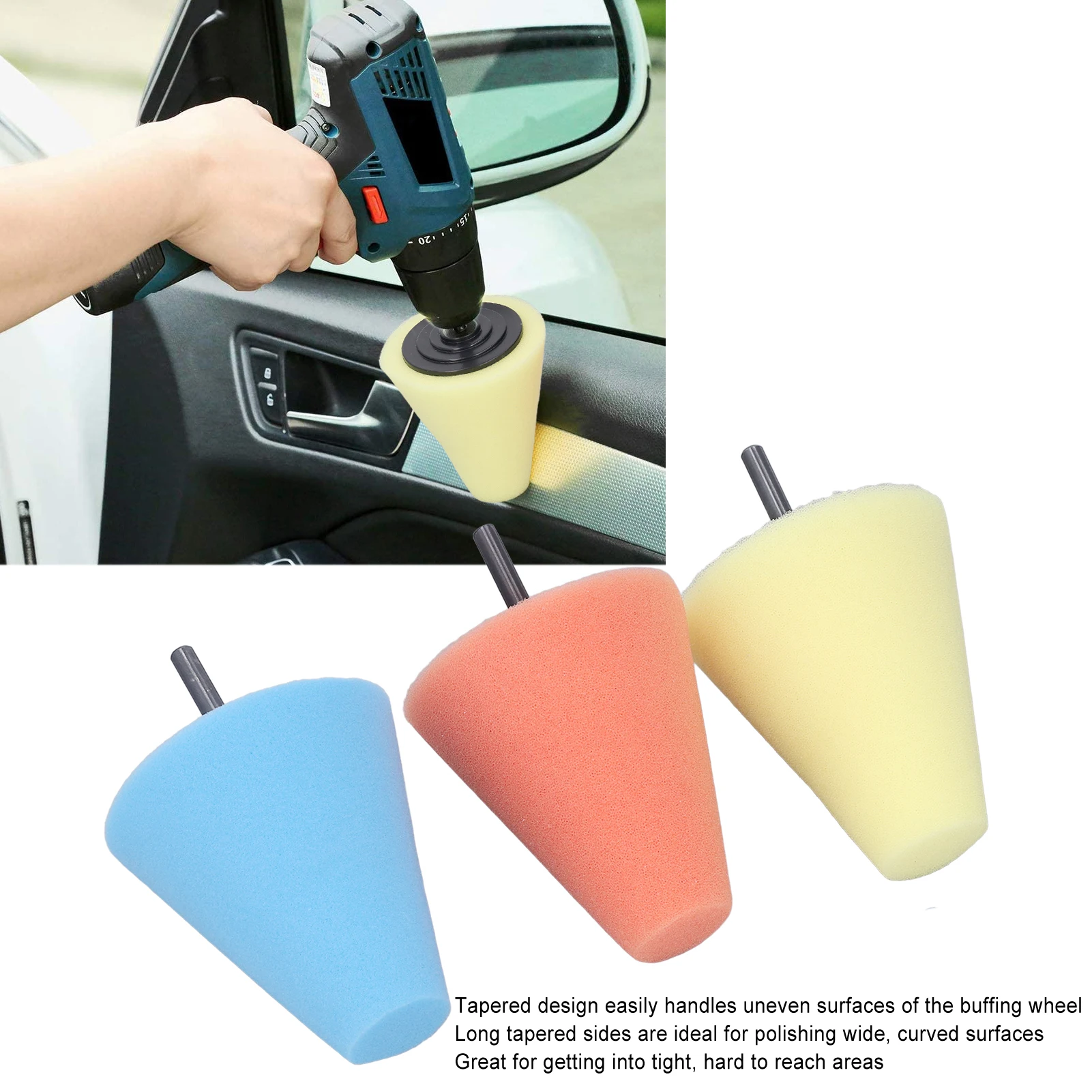 

Polishing Cone Metal Polish Sponge Buffing Ball for Automotive Car Wheel Hub Care Sponge Buffing Cone Sponge Polishing Cone