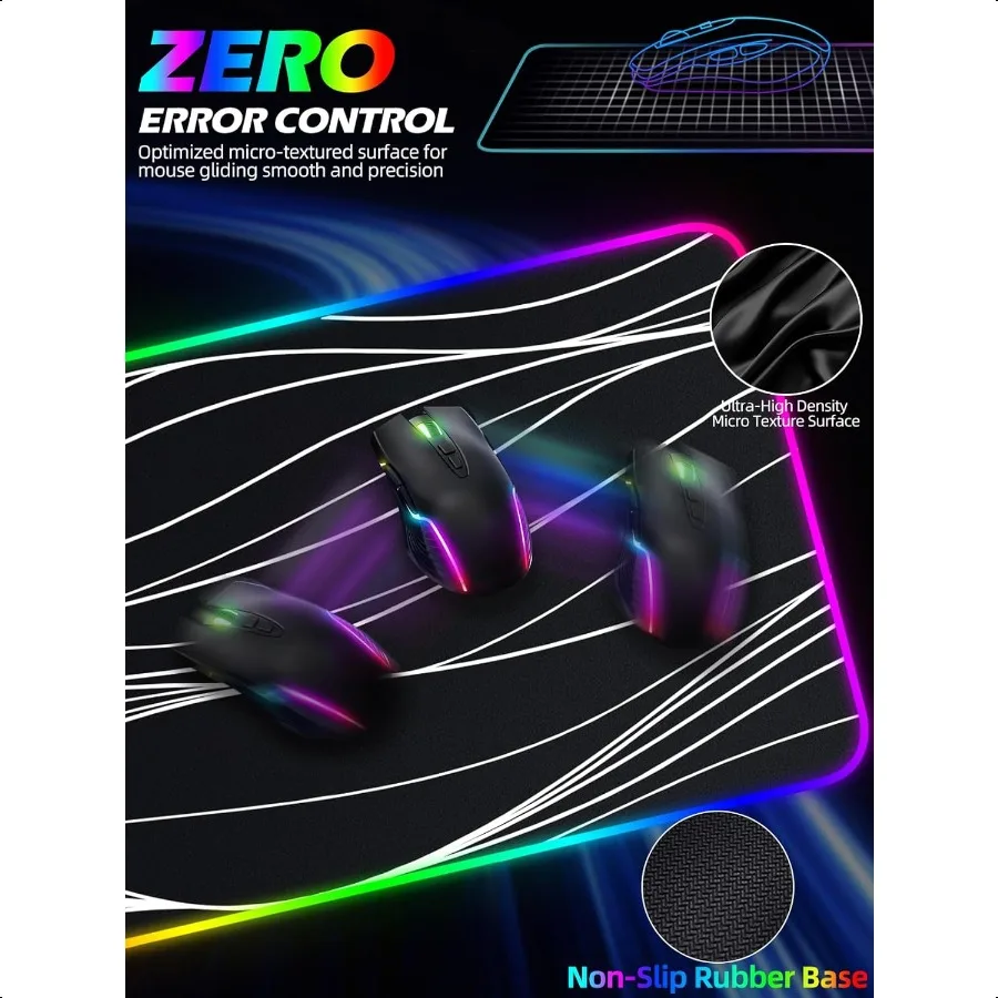 XXL-Mauspad mit Telefonhalter, RGB-Schreibtischunterlage mit 15 W Schnelllade-LED, großes Gaming-Mauspad mit 11 Lichtern, Farben, lange Maus