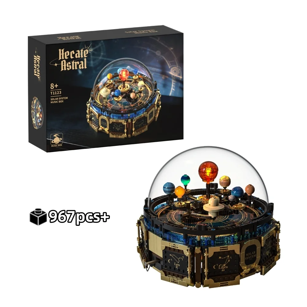 

2026 STEM Motorized Rotating Solar System Building Blocks Set with Light and Music Box Educational Model Gift for Kids 967pcs