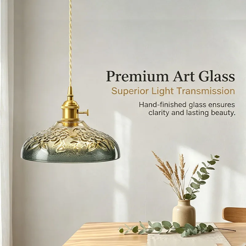Nordic minimalist rose glass chandelier for Japanese retro restaurant entrance, balcony, bar counter, unique guesthouse lightin