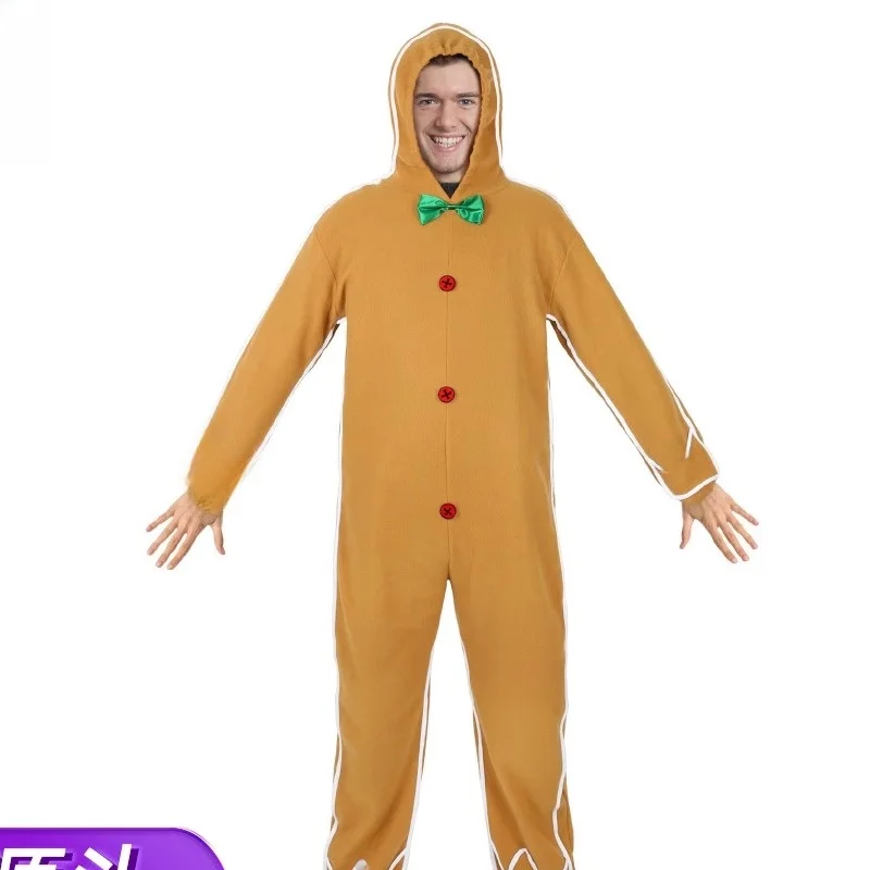 

New Cisas Gingerbread Man loween Adult Skeleton Knight Cosplay Jumpsuit Long Sve Long Pants Satin Fabric Other Mate...