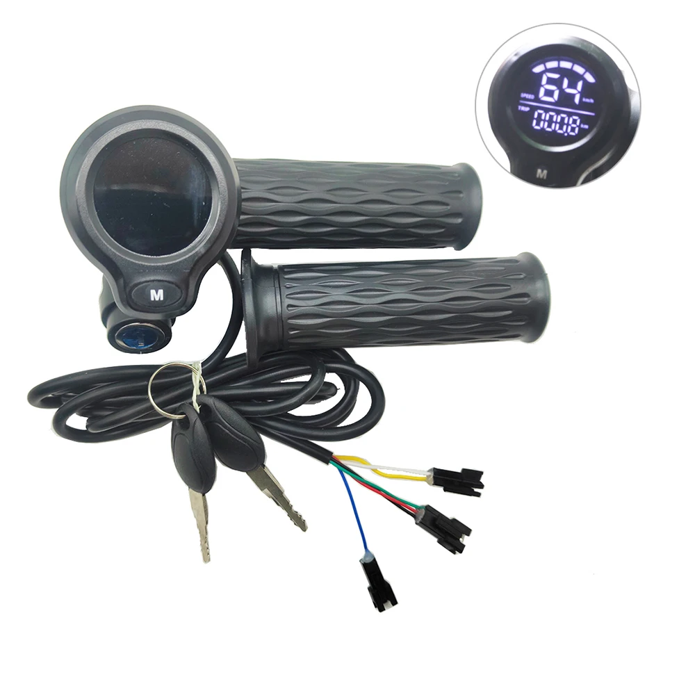 E-Bike E-Scooter Twist Throttle 24V 36V 48V 60V 72V With Speed LCD Display Switch Handlebar Grips for Electric Bicycle Scooter