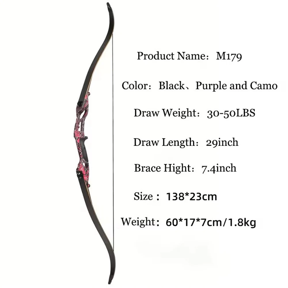 56inch Metal Riser Recurve Bow Hunting Archery Equipment Junxing F179 Mutil-Color 30-50Lbs