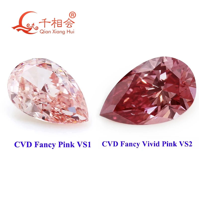 1ct VS Clarity Pear Shape CVD Diamond Fancy Vivid Light/Dark Pink Lab Grown Loose Stone NGIC Certified