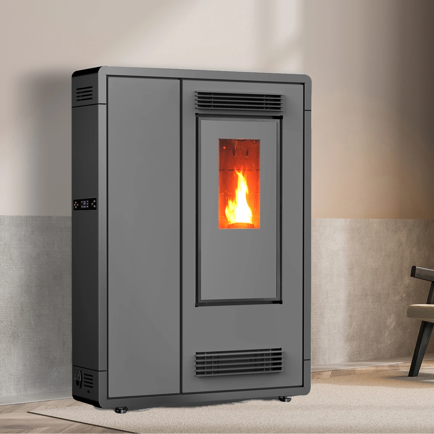 7.5KW Automatic Feeding Modern Smokeless Pellet Stove Home Heating Concealed Handle Pellet Fireplace Stove for  Indoor