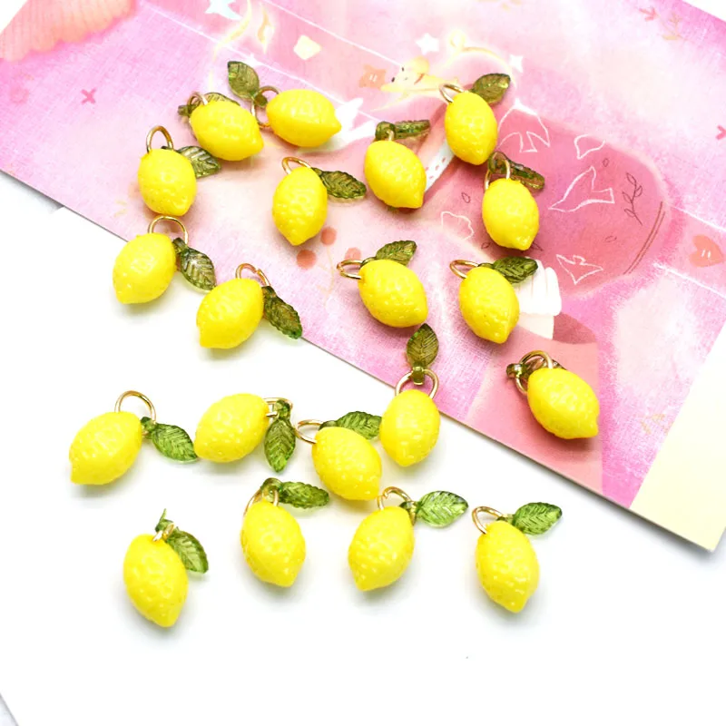 50 Stück 11*17mm Zitronenblatt-Harz-Accessoires Charms Anhänger Handgemachter Schmuck DIY Ohrringe Halskette Schlüsselanhänger – Detail 8