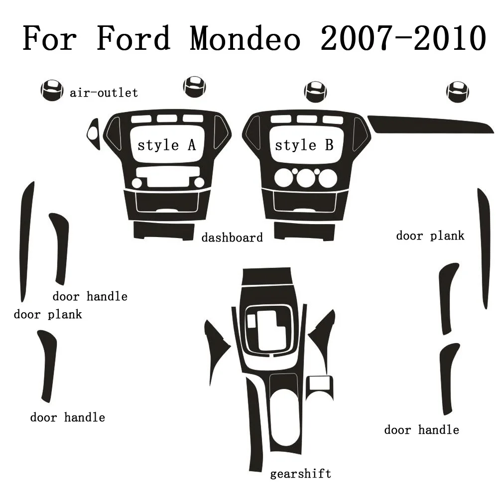 

Для Ford Mondeo 2007-2010 внутренняя центральная панель управления дверная ручка наклейки из углеродного волокна наклейки аксессуары для стайлинга автомобиля