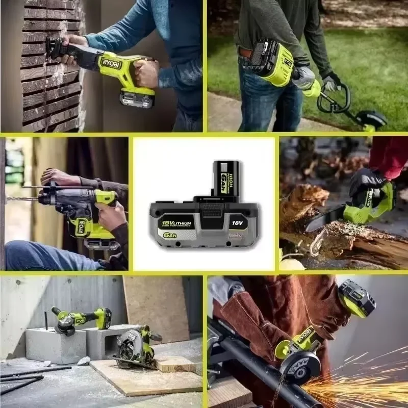 6.0Ah RYOBI 18V Battery 2026 NEW, High-Capacity Li-ion Smart BMS, Long Runtime for All ONE+ Tools