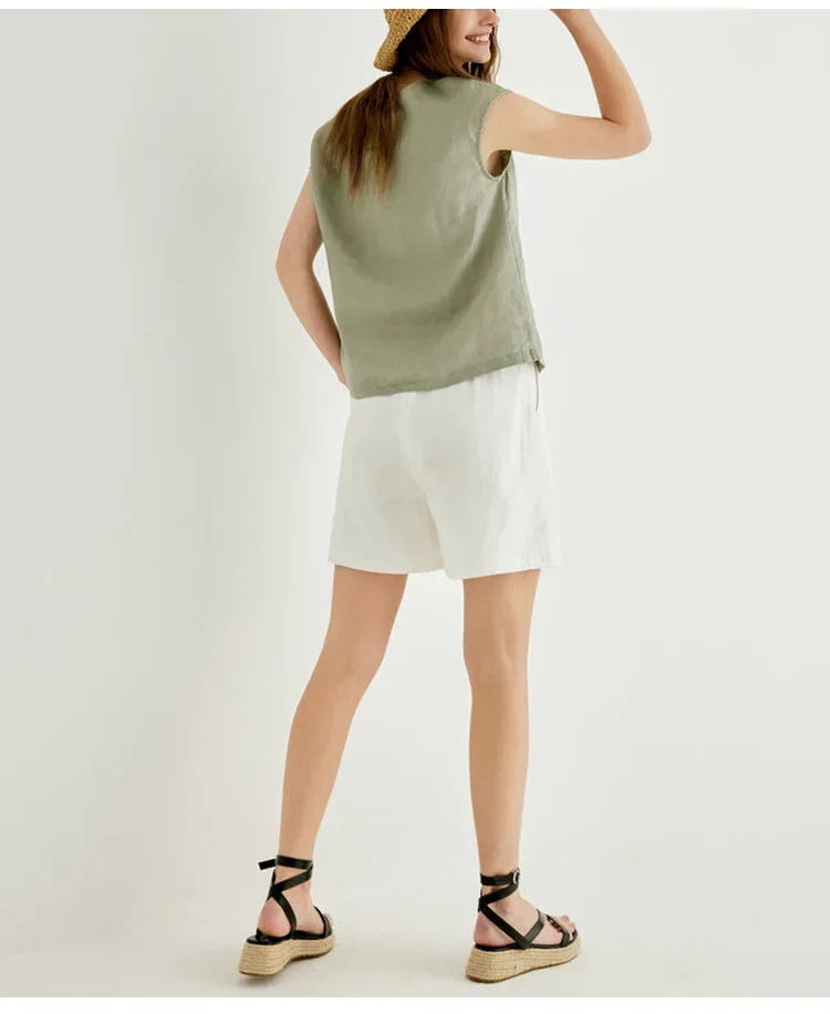 تي شيرت نسائي مقاس كبير من الكتان 100% تي شيرت غير رسمي بأكمام قصيرة ملابس خروج أساسية ملابس صيفية يابانية هاراجوكو بولوفرز #6