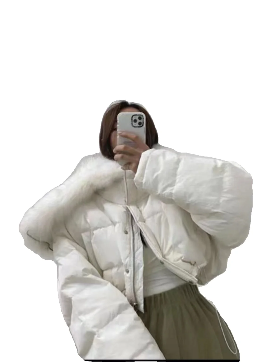  Fur Collar Thiened ort Cotton Jaet Women's Retro Sle Warm Bread Clothes Loose Fit Commute Zipper Long Sve Coat