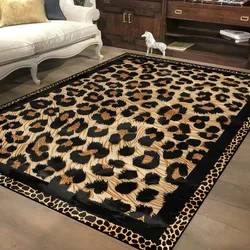 Nordic Style Leopard Decorative Rug for Living Room Large Area Soft Flannel Bedroom Carpet Non-slip Easy Cleaning Study Foot Mat