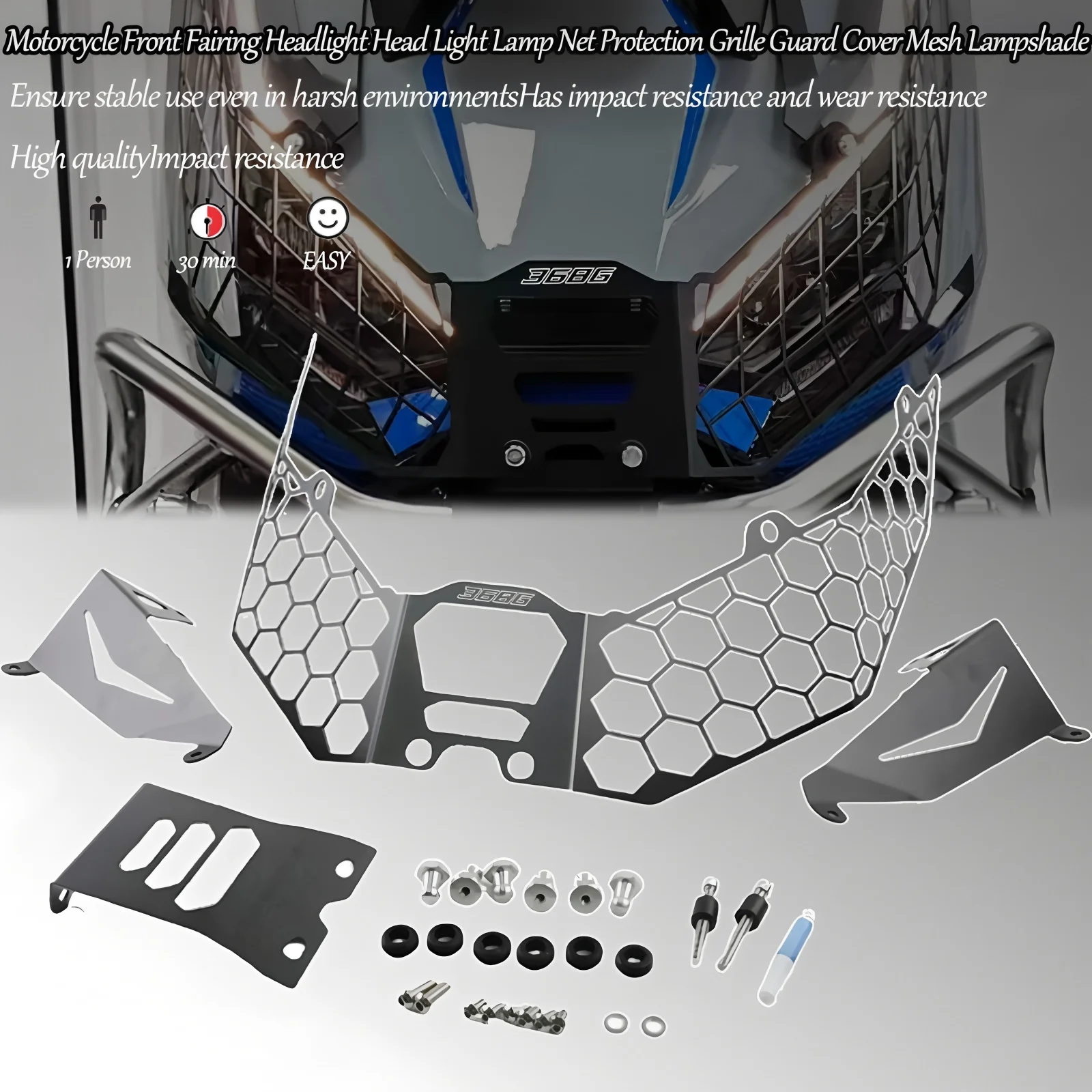 

Motorcycle Front Fairing New Headlight Head Light Lamp Net Protection Grille Guard Cover Mesh Lampshade For ZONTES 368G 368 G