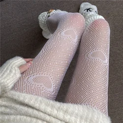 Y2K Heart Love Mesh Tights Stockings Sweet Girl Lolita Fishnet Pantyhose Punk Retro Sexy Women Cosplay Party Legging Stockings