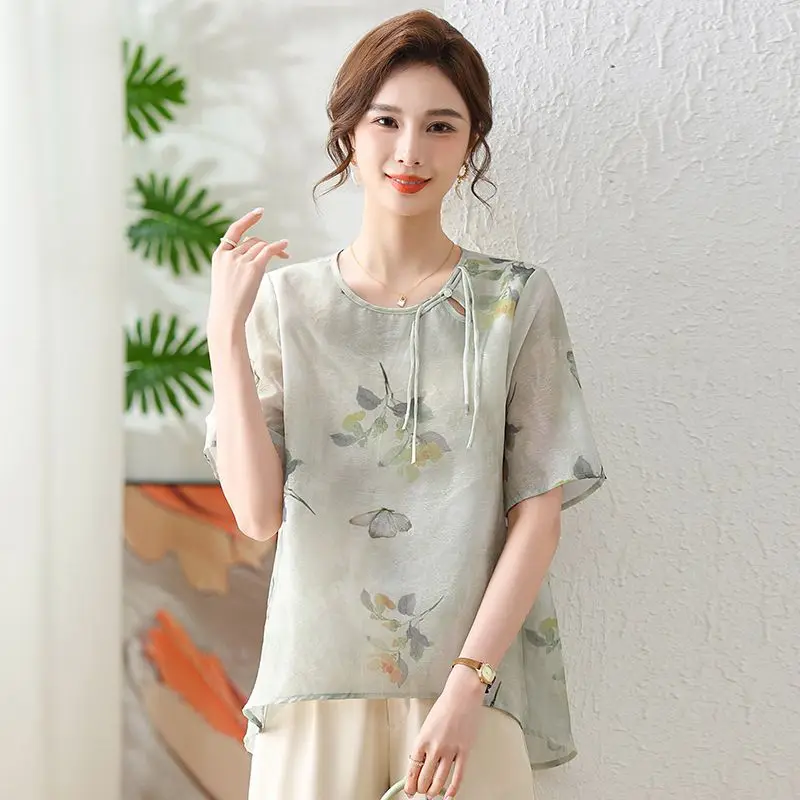 Mom's Chiffon Shirt Thin New Top Reduces Age