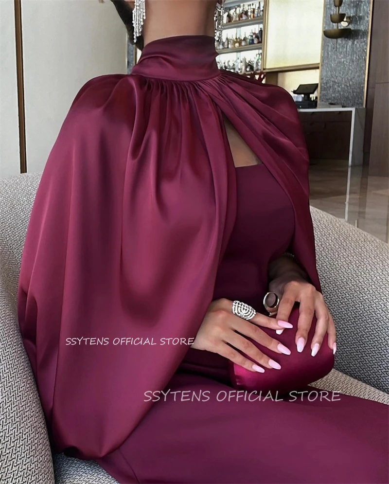 Fashion Sexy Evening Party Dresses Arabic High Neck Long Sleeves Vintage Wedding Women 2 Pieces Formal Gowns Event Prom Gowns